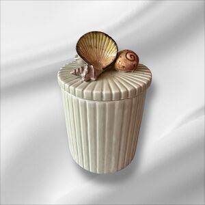 Vintage Fitz and Floyd Hand-Painted Seashell Ceramic Trinket Box - Japan -TALL